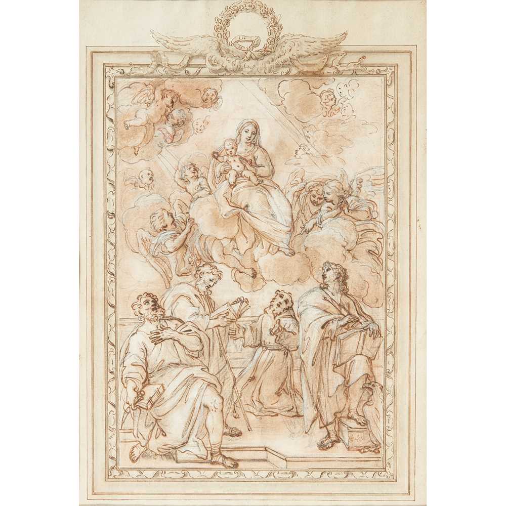 Appraisal: ATTRIBUTED TO GIOVANNI BATISTA PASSERI MADONNA AND CHILD AND FOUR