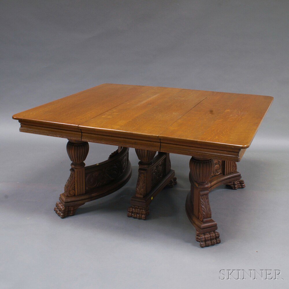 Appraisal: Renaissance Revival Oak Extension Dining Table th century the molded