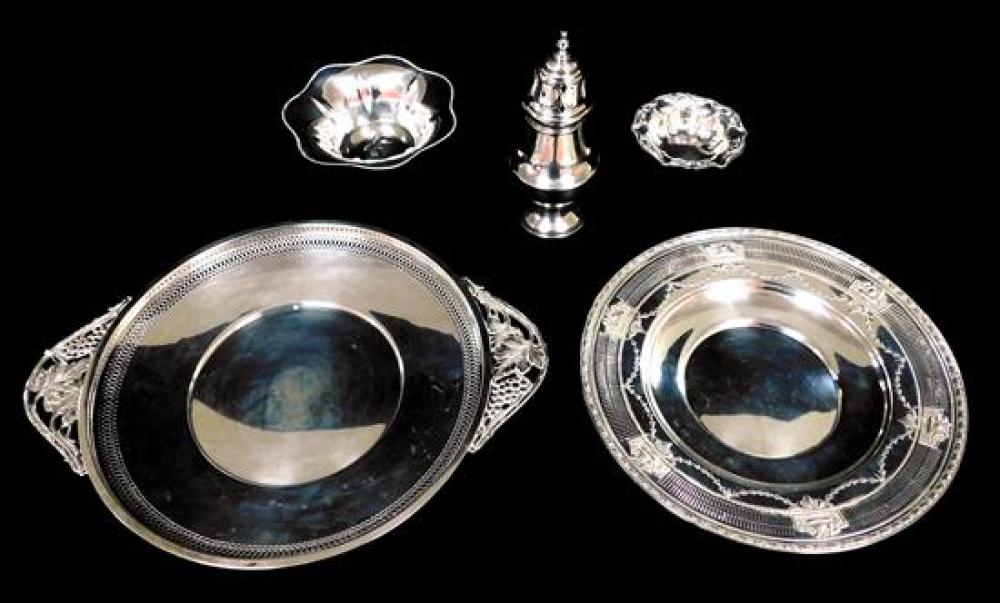 Appraisal: SILVER Five sterling serving pieces including two reticulated plates one