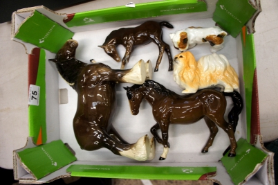 Appraisal: A collection of Beswqick horses damaged Royal Doulton Terrier with