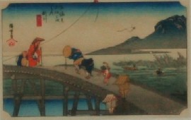 Appraisal: Ando Hiroshige - Kakegawa Bridge woodblock print x cm