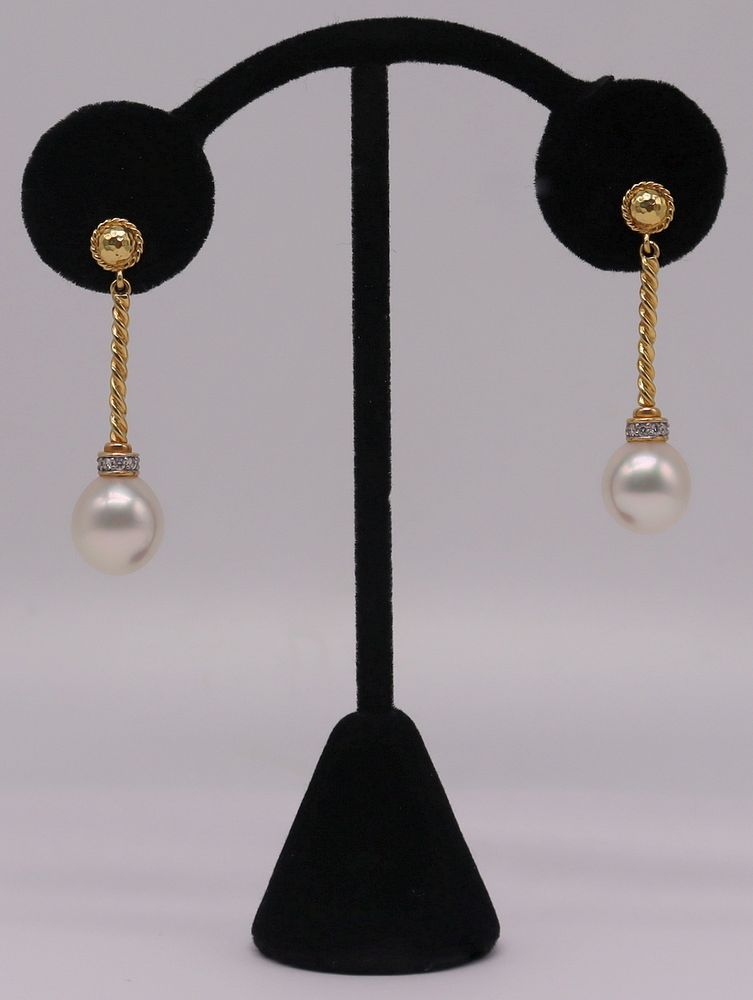 Appraisal: JEWELRY David Yurman kt Gold Pearl and Diamond Earrings David