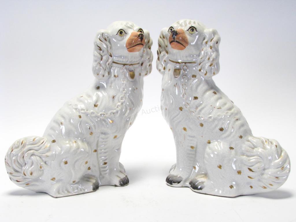 Appraisal: Pair of Staffordshire Porcelain Dogs white glaze with gold spot