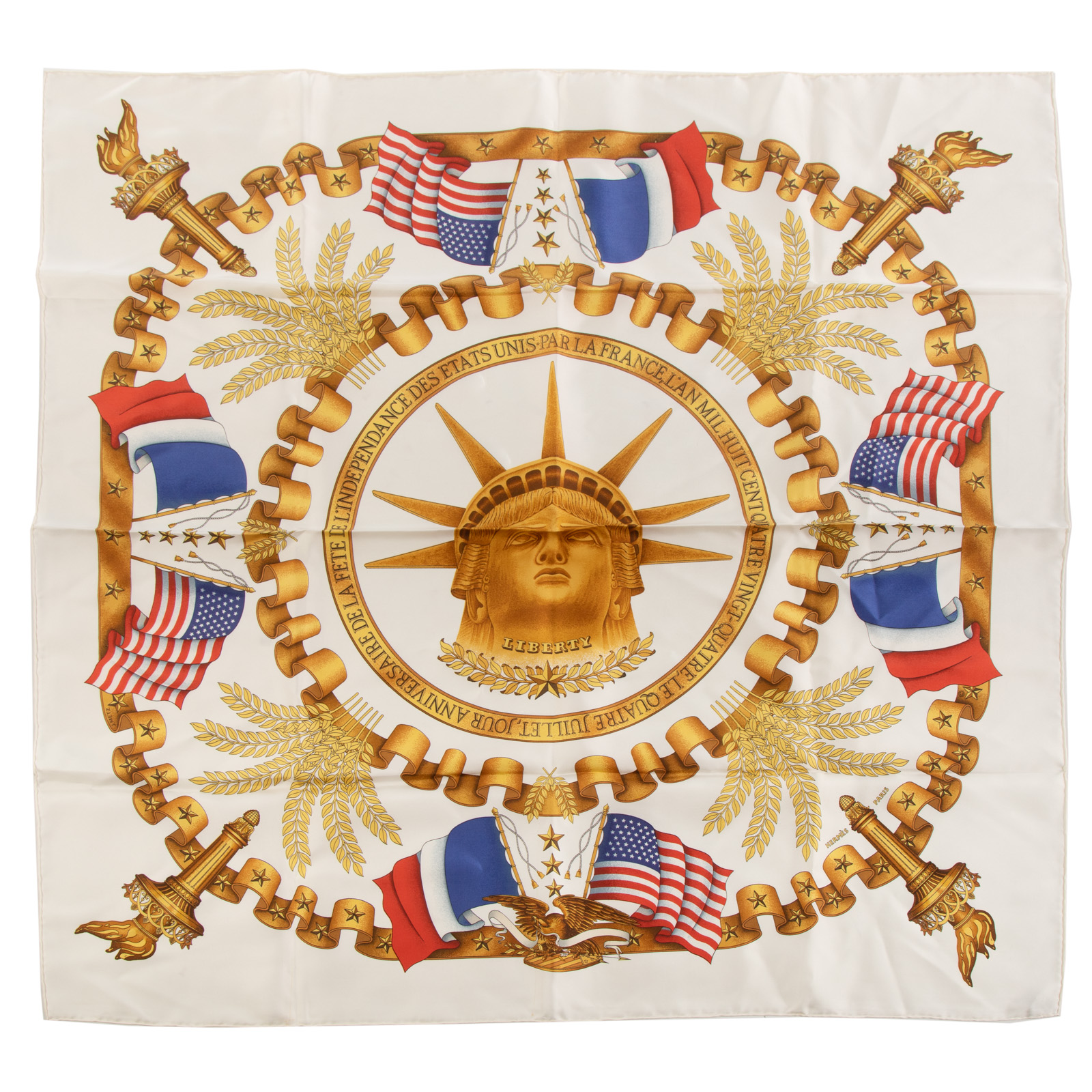 Appraisal: AN HERMES WHITE LIBERTY SCARF A white and multicolor Hermes