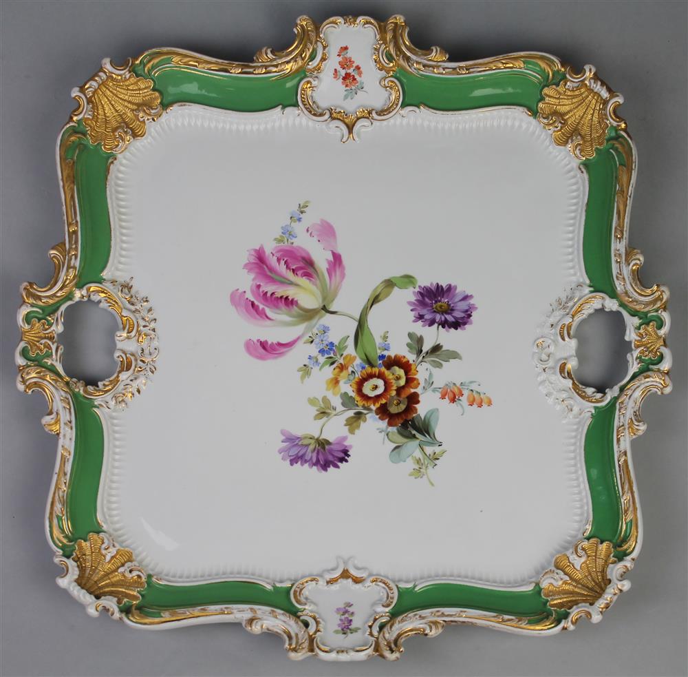 Appraisal: MEISSEN PORCELAIN SQUARE TRAY late th C underglaze blue crossed