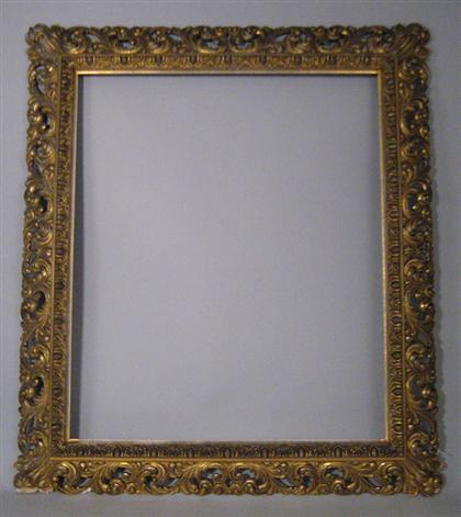 Appraisal: Large gilt portrait frame Detailed with a pierced and scroll