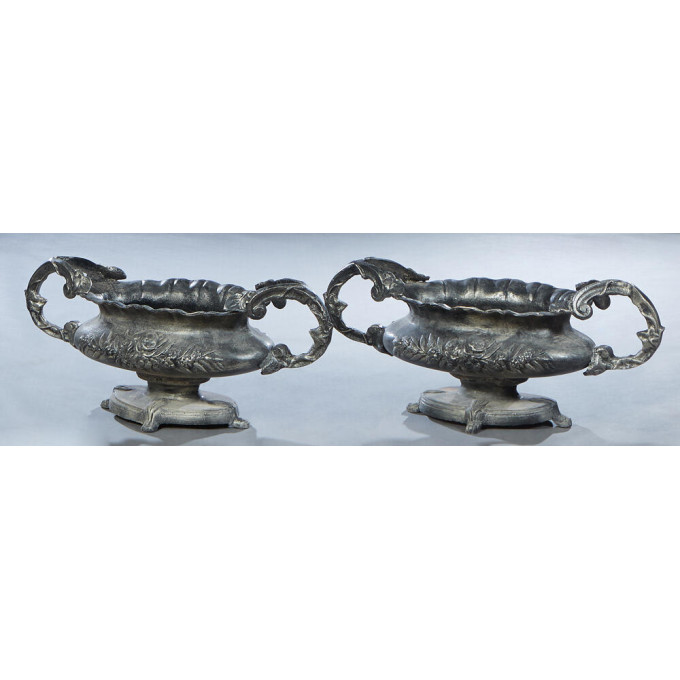 Appraisal: Pair of Cast Aluminium Oval Planters th st c the