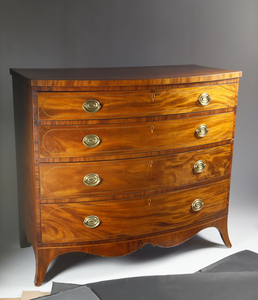 Appraisal: Massachusetts Federal Bow Front Inlaid Chest of Drawers circa -