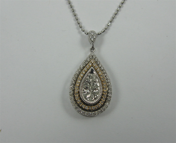 Appraisal: DIAMOND AND K GOLD PENDANT NECKLACE WITH APPRAISAL the pear