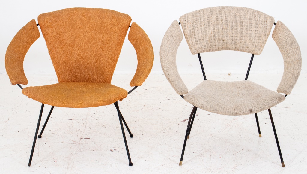 Appraisal: MID-CENTURY MODERN UPHOLSTERED HOOP CHAIRS TH C Assembled pair of