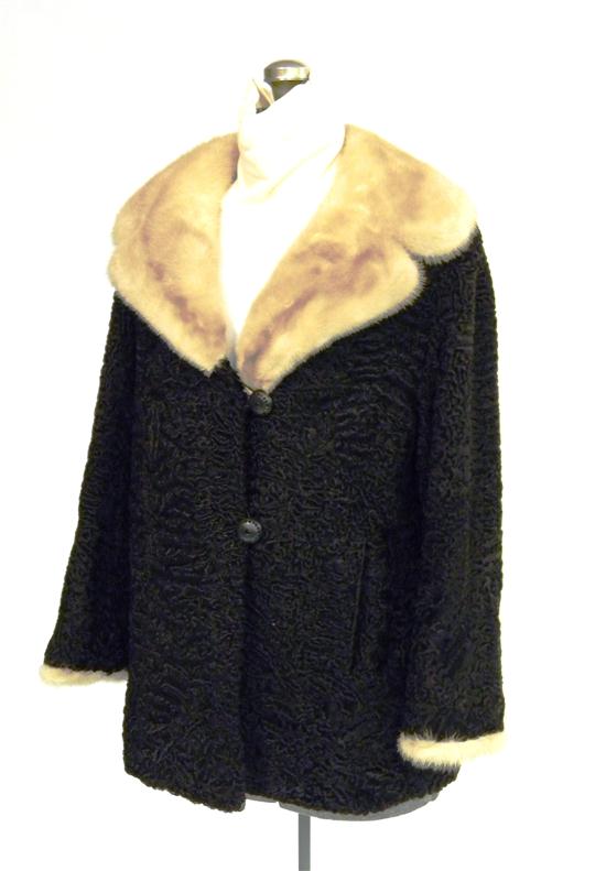 Appraisal: Ellin Levin dyed Persian lamb jacket with natural mink collar