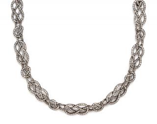 Appraisal: A Victorian Silver Gold and Diamond Savoy Knot Necklace Circa