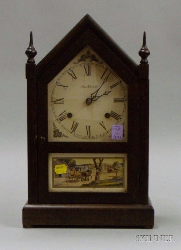 Appraisal: Mahogany Sharp Gothic or Steeple Clock by New Haven with