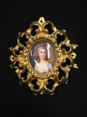 Appraisal: Miniature Painting on Porcelain of Young Lady oval image area