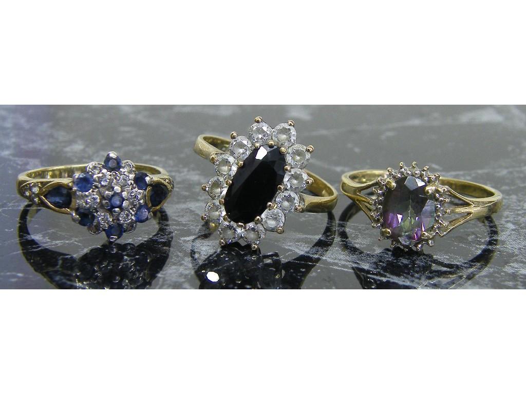 Appraisal: Three ct dress cluster rings gm