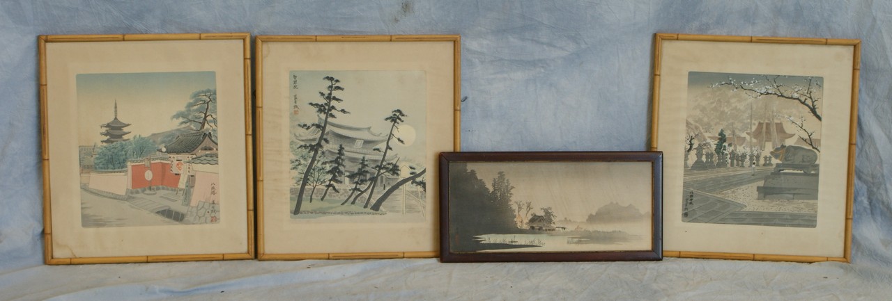 Appraisal: Japanese wood block prints th c largest x image