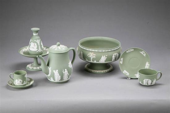 Appraisal: TEN PIECES OF WEDGWOOD JASPERWARE All in sage green nine