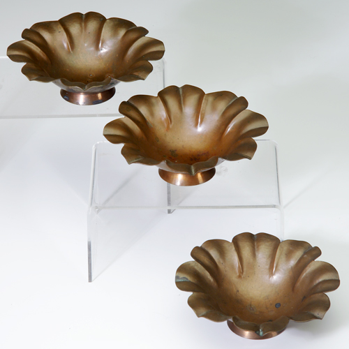 Appraisal: MARIE ZIMMERMANN Three low flaring and fluted small bowls on