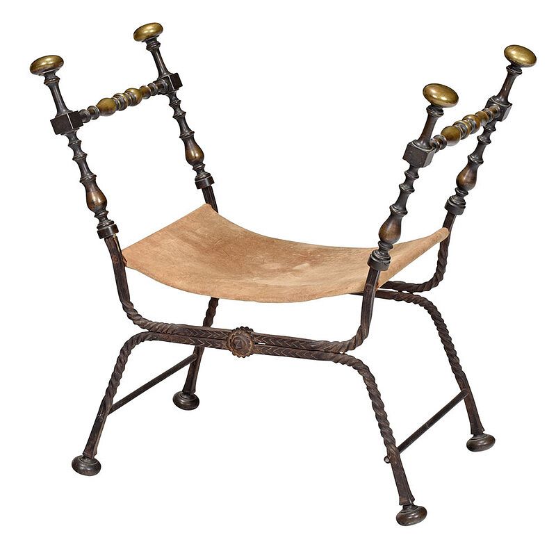 Appraisal: Fine Baroque Iron and Brass Folding Chair Continental th th