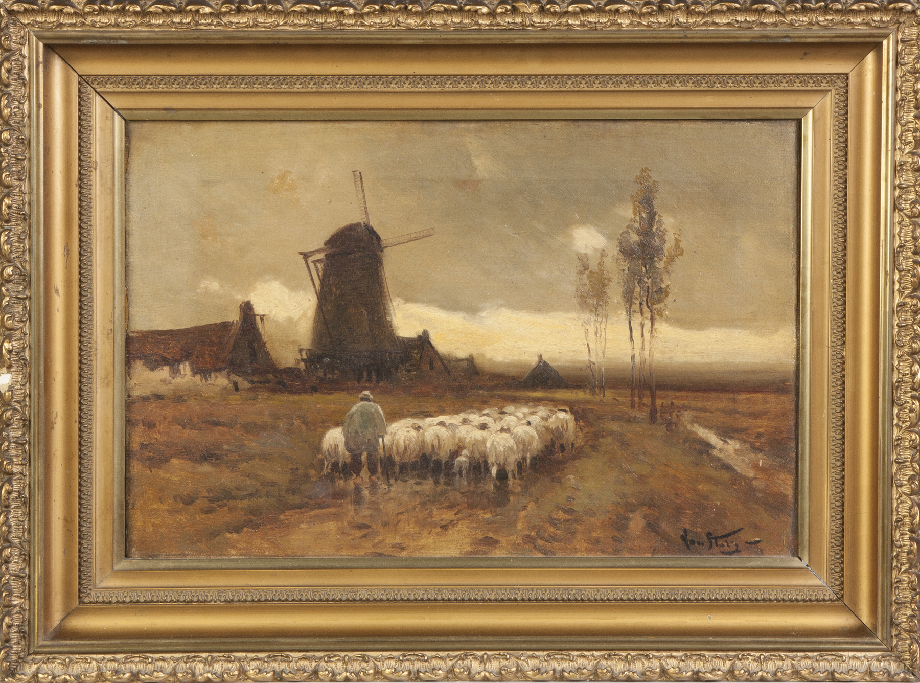 Appraisal: Von Stolz Shephard sheep Sgn Lower right Von Stolz Oil