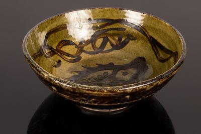 Appraisal: Bernard Forrester - stoneware bowl ash glaze painted with stylised