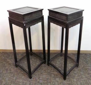 Appraisal: Pair Of Zitan Vase Stands Pair Of Zitan Vase Stands