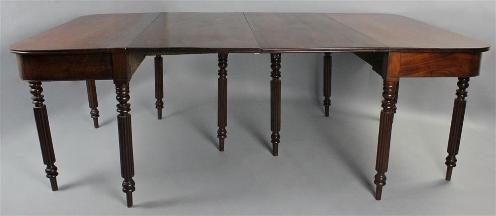 Appraisal: SHERATON MAHOGANY BANQUET TABLE the molded tops with curved corners