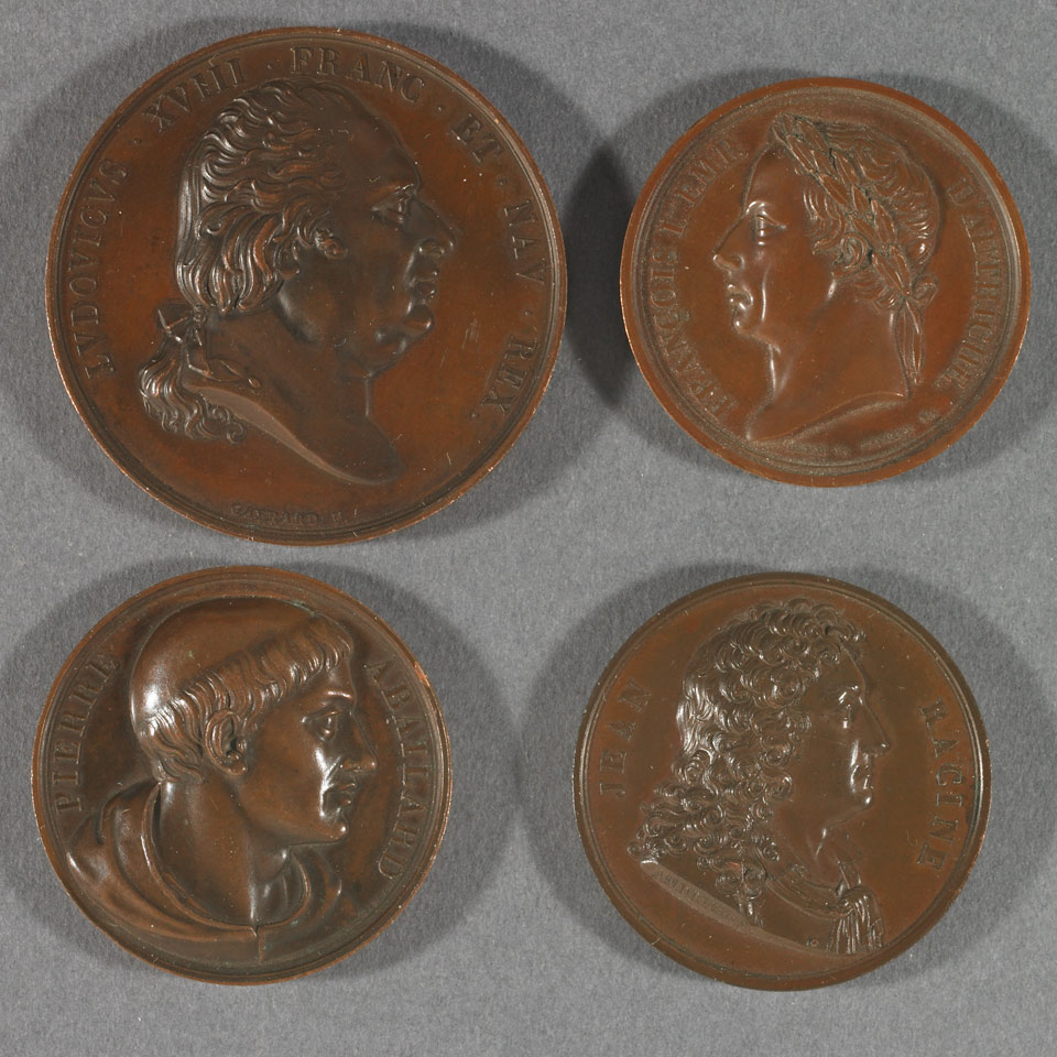 Appraisal: Group of Four French Copper Medals th century Francois st