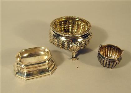 Appraisal: Three Georgian sterling silver open salts various dates and makers