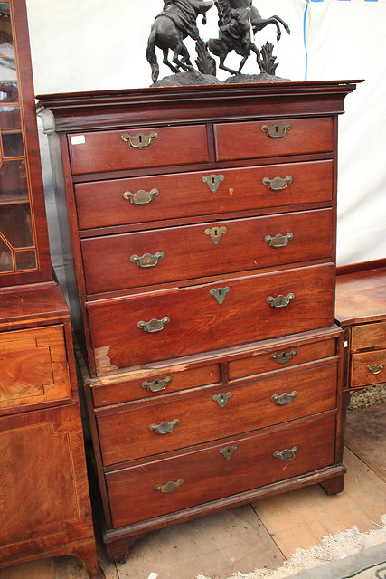 Appraisal: A GEORGE III MAHOGANY CHEST ON CHEST or tallboy with