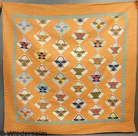 Appraisal: Colorful appliqu and pieced basket quilt c Cumberland County Pennsylvania