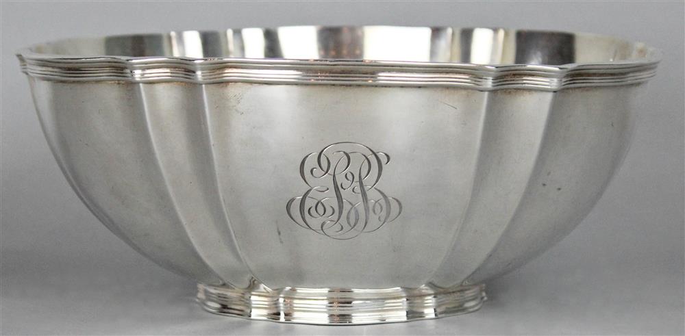 Appraisal: TIFFANY CO SILVER BOWL with fluted sides and shaped rim