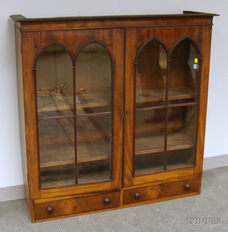 Appraisal: Federal Glazed Mahogany and Mahogany Veneer Desk Bookcase Top ht