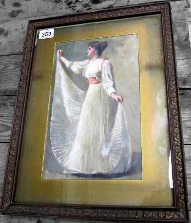 Appraisal: A Pastel Painting of a Woman Holding her Dress in