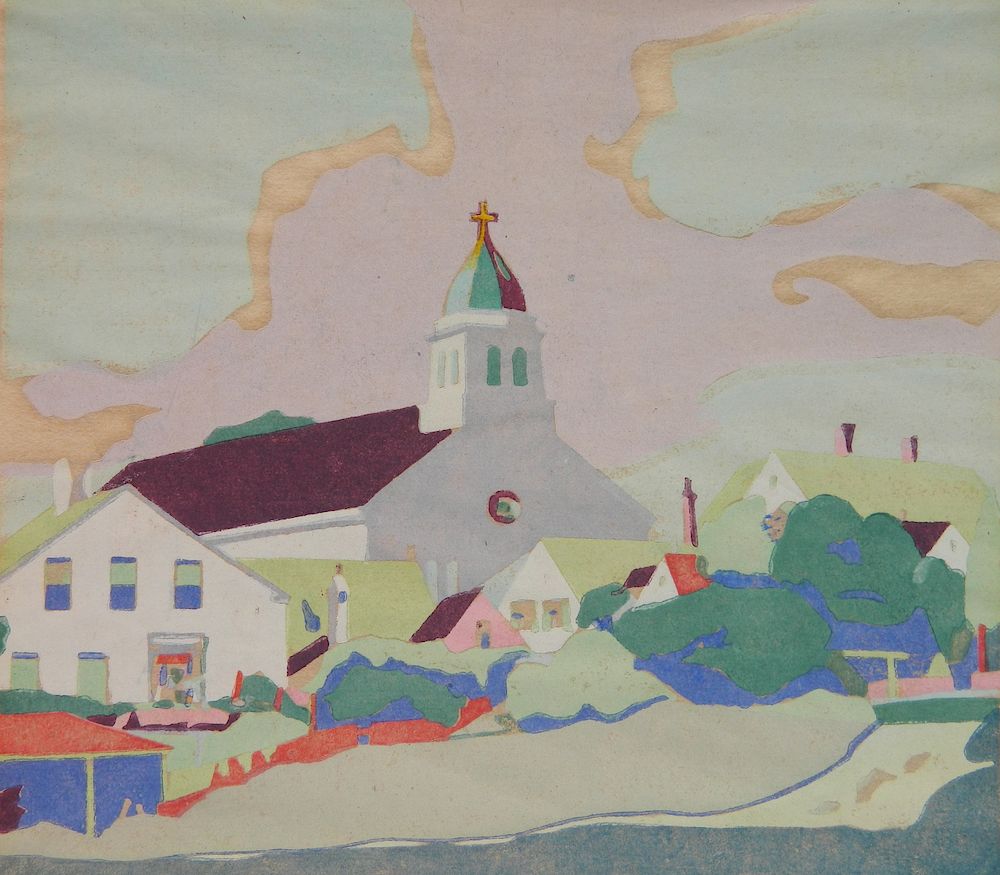 Appraisal: Ora Coltman woodblock Ora Coltman American - - ''The Neighbourly