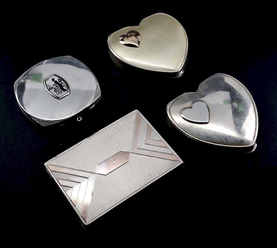 Appraisal: Grouping of four sterling silver compacts Grouping of four sterling