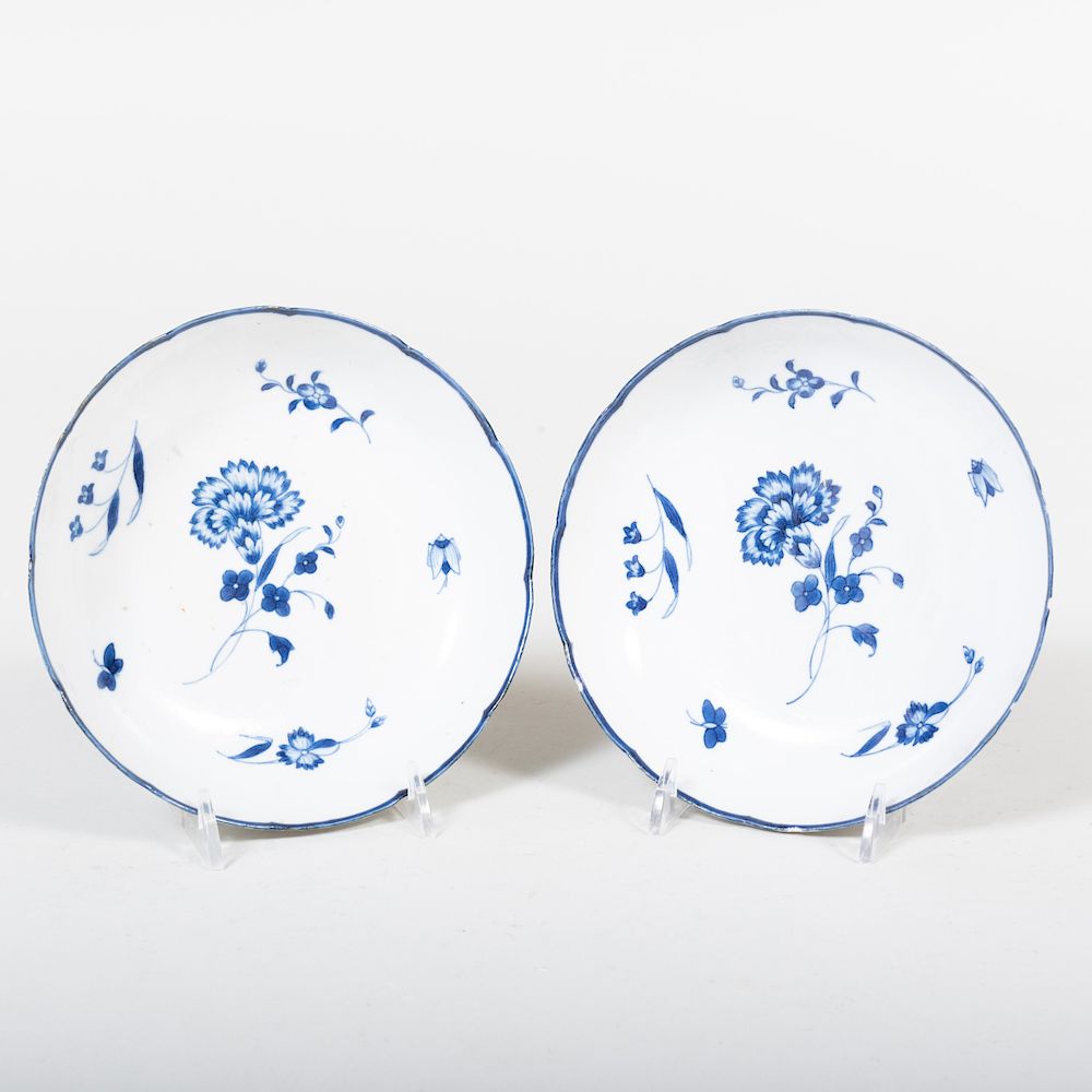 Appraisal: Pair of Chantilly Porcelain Dishes Blue horn mark in diam