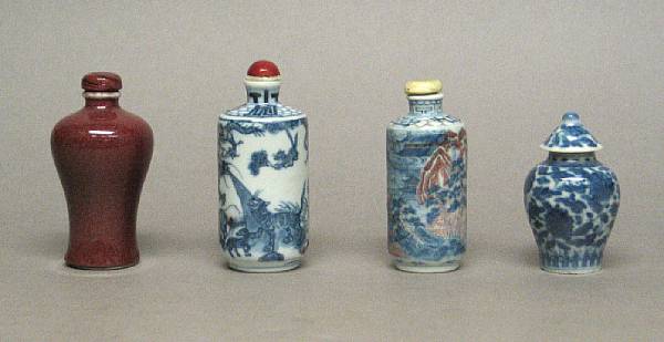 Appraisal: A group of four porcelain snuff bottles The first of