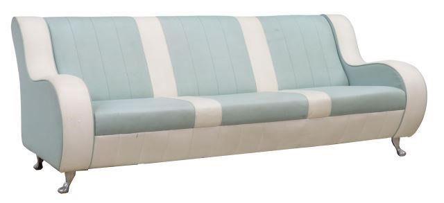 Appraisal: Retro design sofa second half th c two-tone turquoise and