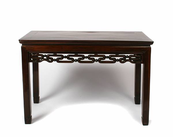 Appraisal: A rectangular rosewood altar table height in width in depth