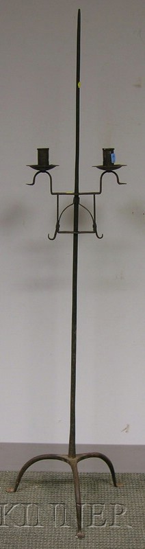 Appraisal: Wrought Iron Adjustable Candlestand overall ht in