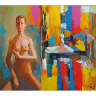 Appraisal: Nicola Simbari Italian - Oil on canvas Nude Signed lower