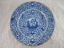 Appraisal: A blue and white ceramic charger probably th century Italian