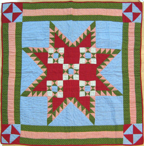 Appraisal: Pieced calico crib quilt late th c with center star