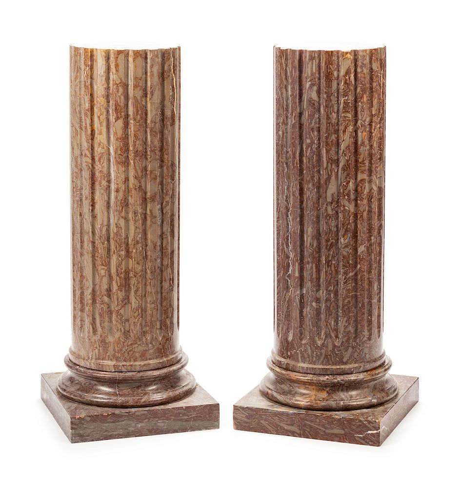 Appraisal: A Pair of Italian Marble Pedestals A Pair of Italian