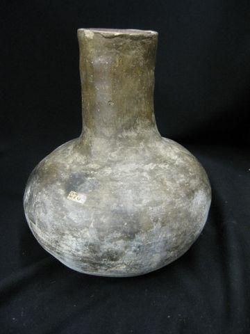 Appraisal: Pre- Columbian Potttery Vessel tall metal collar and lamp piece