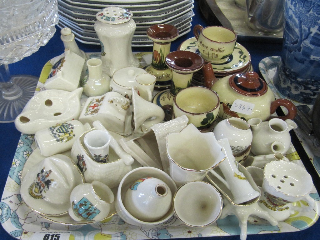 Appraisal: Tray lot of crested ware and Torquay ware