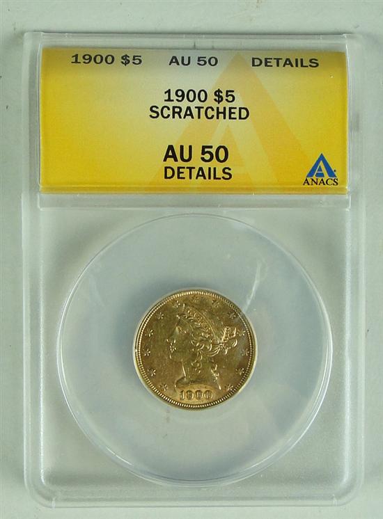 Appraisal: Liberty Gold Coin ANACS certified and graded AU scratch