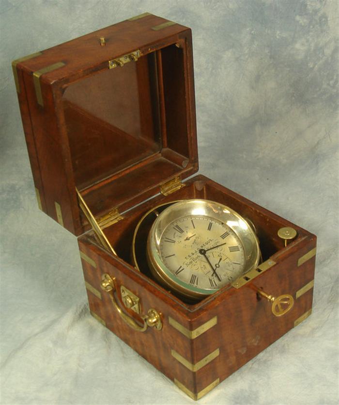 Appraisal: Brass bound ships chronometer case dial marked TS JD Negus