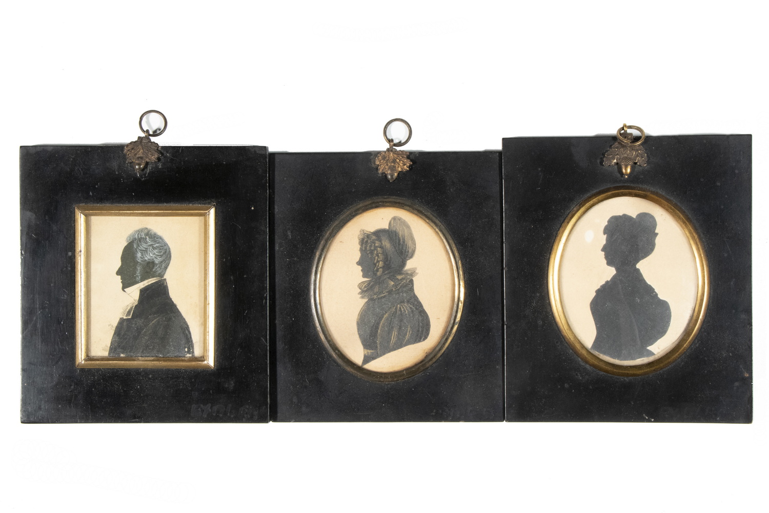 Appraisal: FRAMED ENGLISH SILHOUETTES Group of Circa - Watercolor Portrait Silhouettes